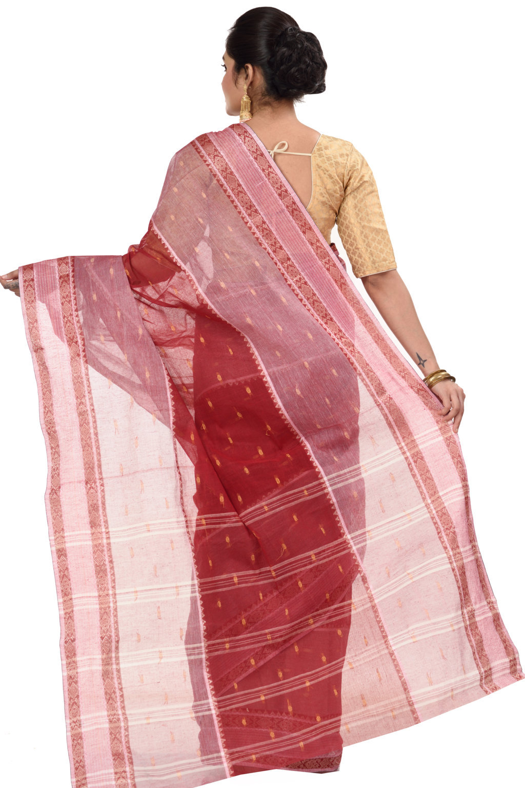 Brown Pure Cotton Debdash Tant Saree (2933)